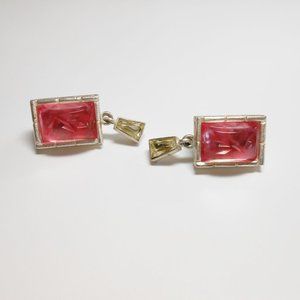 Givenchy Molded Art Glass Silver tone Earrings